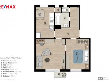 Prodej bytu, 2+1, 55 m²