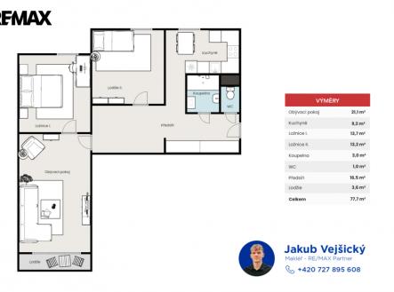 Prodej bytu, 3+1, 78 m²