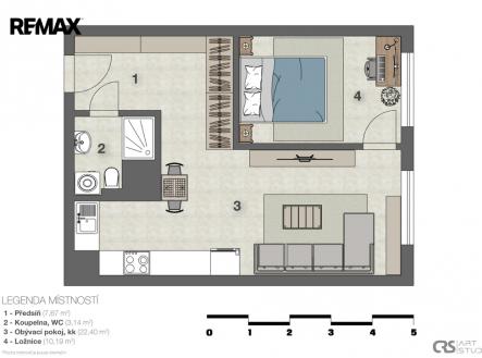 Pronájem bytu, 2+kk, 44 m²