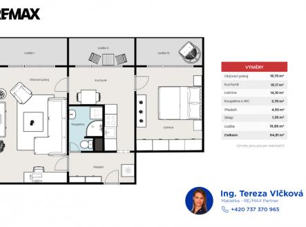 Pronájem bytu, 2+1, 65 m²