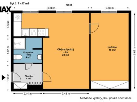 Pronájem bytu, 2+kk, 47 m²