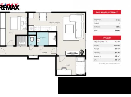 Prodej bytu, 3+kk, 55 m²