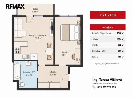 Pronájem bytu, 2+kk, 48 m²