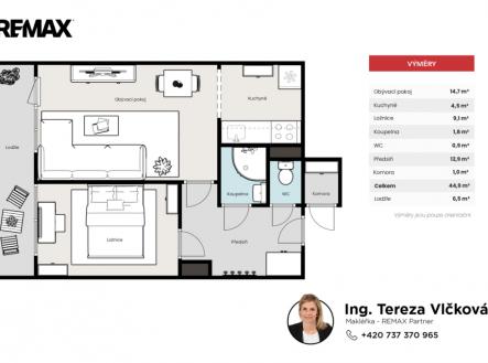 Prodej bytu, 2+kk, 49 m²