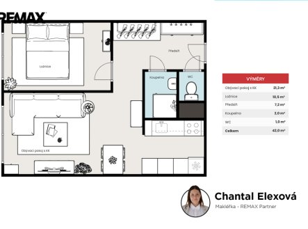 Prodej bytu, 2+kk, 43 m²
