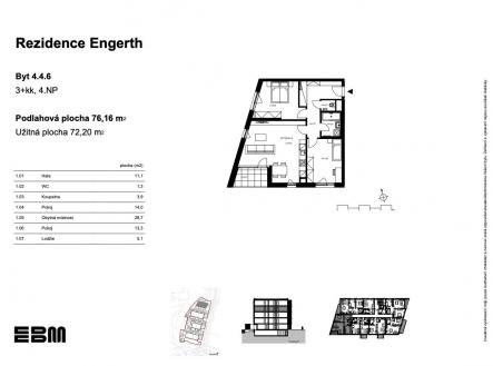 Prodej bytu, 3+kk, 76 m²