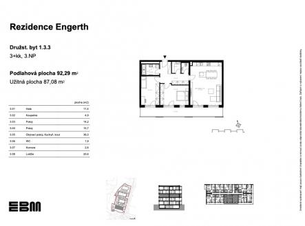 Prodej bytu, 3+kk, 92 m²