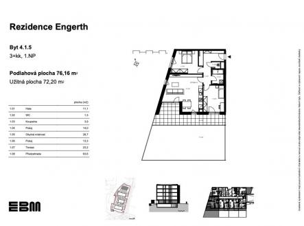 Prodej bytu, 3+kk, 76 m²