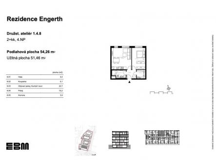 Prodej bytu, 2+kk, 54 m²