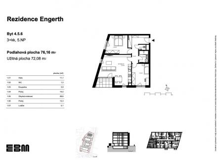 Prodej bytu, 3+kk, 72 m²