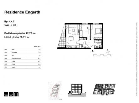 Prodej bytu, 3+kk, 73 m²