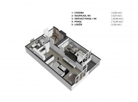 Prodej bytu, 2+kk, 50 m²