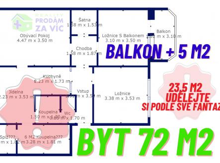 Prodej bytu, 3+1, 72 m²