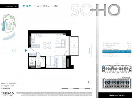 Prodej bytu, 1+kk, 38 m²