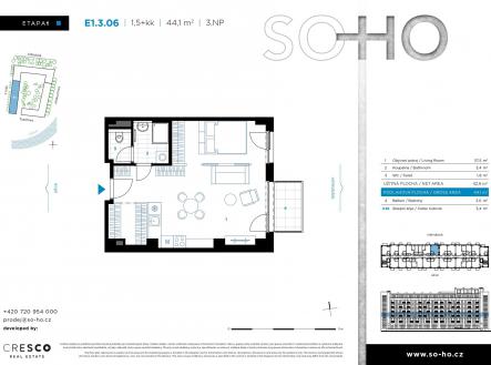 Prodej bytu, 2+kk, 43 m²