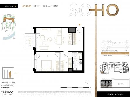 Prodej bytu, 2+kk, 71 m²