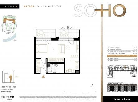 Prodej bytu, 1+kk, 42 m²