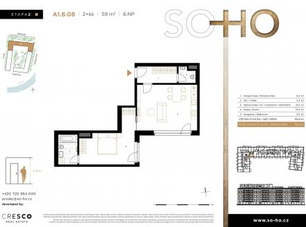 Prodej bytu, 2+kk, 59 m²
