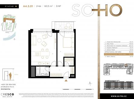 Prodej bytu, 2+kk, 66 m²