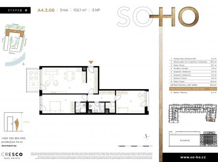 Prodej bytu, 3+kk, 102 m²