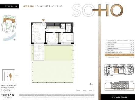 Prodej bytu, 3+kk, 83 m²