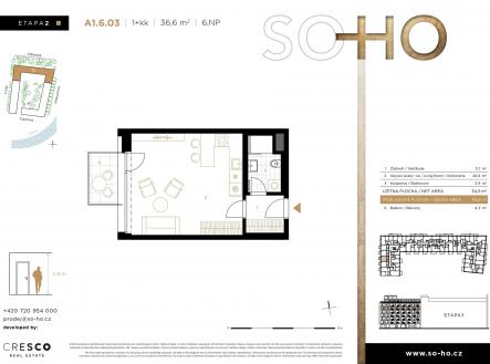 Prodej bytu, 1+kk, 41 m²