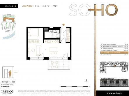 Prodej bytu, 1+kk, 41 m²
