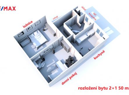 Pronájem bytu, 2+1, 50 m²