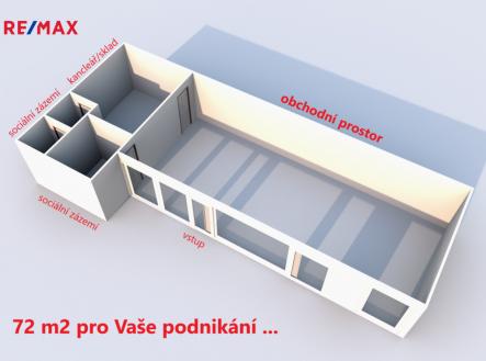 Pronájem - obchodní prostor, 72 m²