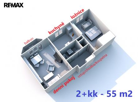 Pronájem bytu, 2+kk, 56 m²