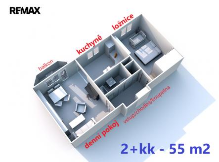 Pronájem bytu, 2+kk, 56 m²