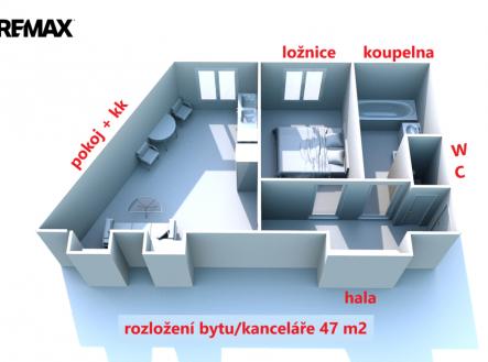 Pronájem bytu, 2+kk, 47 m²