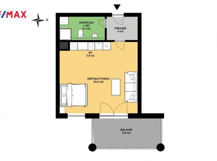 Pronájem bytu, 1+kk, 36 m²