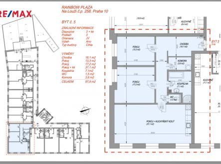 Pronájem bytu, 3+kk, 97 m²