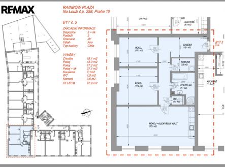 Pronájem bytu, 3+kk, 97 m²
