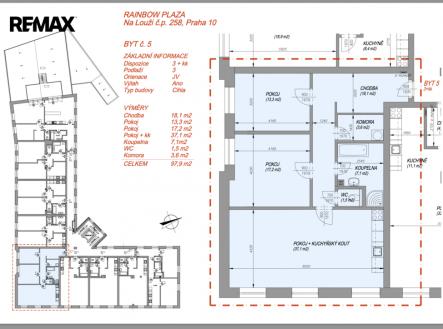 Pronájem bytu, 3+kk, 97 m²