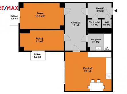 Pronájem bytu, 3+kk, 74 m²