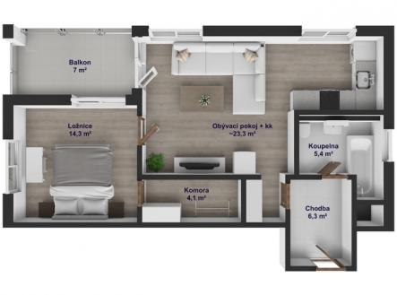 Prodej bytu, 2+kk, 62 m²