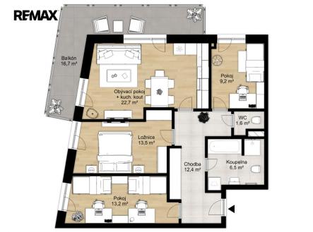 Pronájem bytu, 4+kk, 83 m²