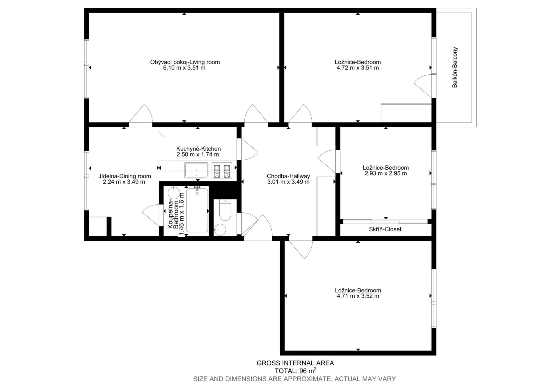 Pronájem bytu 4+1, Uherský Brod, 11.000,- Kč/měs, 107 m2