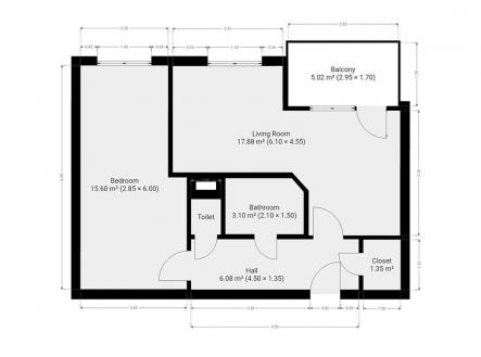 Pronájem bytu, 2+kk, 47 m²