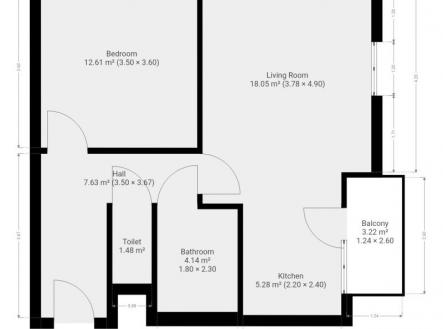 Pronájem bytu, 2+kk, 53 m²