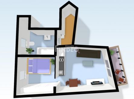 Pronájem bytu, 2+kk, 43 m²