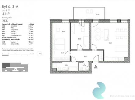Prodej bytu, 3+kk, 80 m²