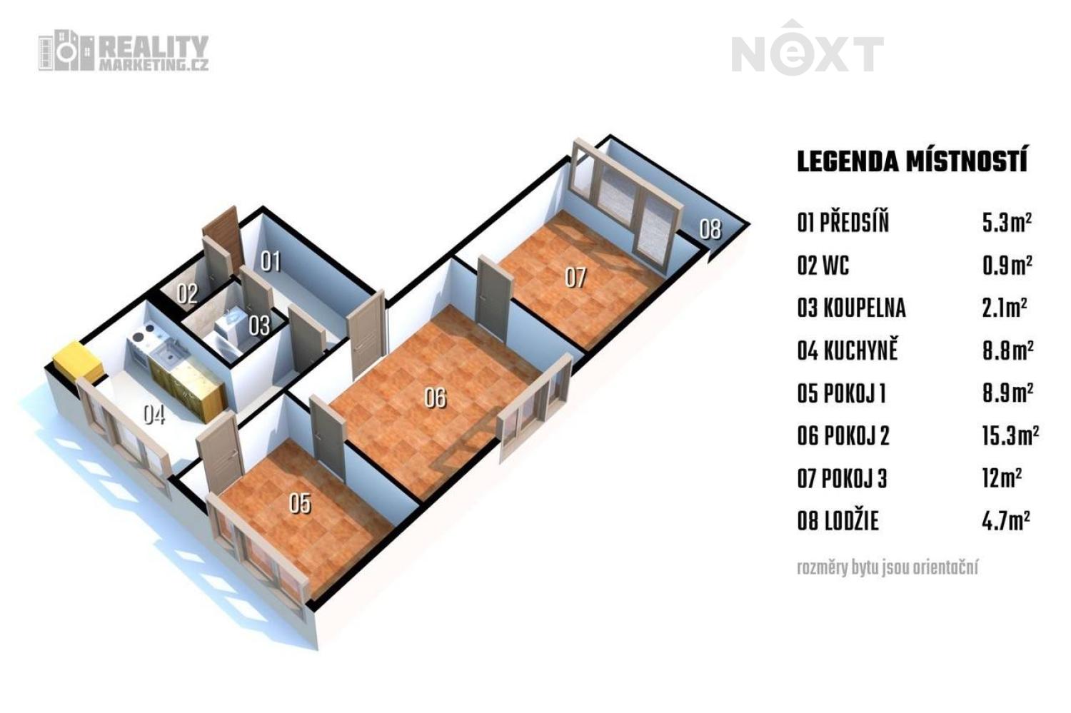 Prodej byt 3+1, 55㎡