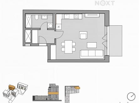 Pronájem bytu, 1+kk, 44 m²