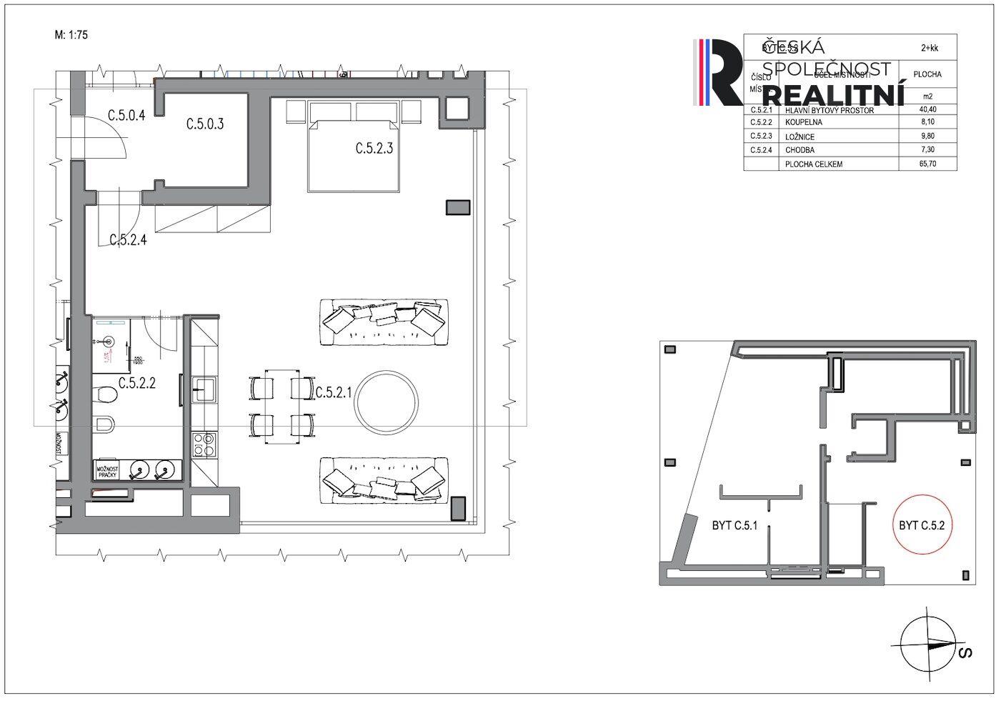 Prodej, Byt 2kk, 65,70 m2, Zlín - Lorencova ul.