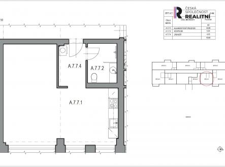 Pronájem bytu, 1+kk, 43 m²