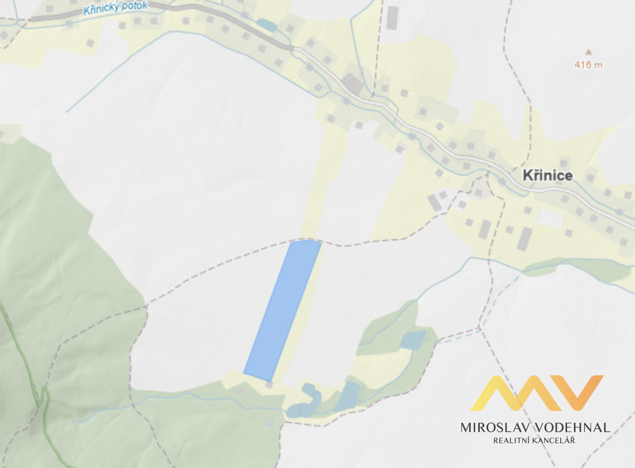 Prodej zemědělských pozemků 161 356 m², obec Křinice, okr. Náchod
