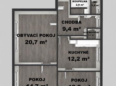 Prodej bytu, 3+1, 74 m²